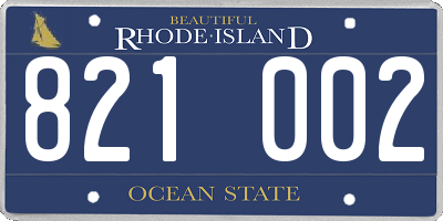 RI license plate 821002