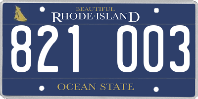 RI license plate 821003