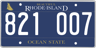 RI license plate 821007