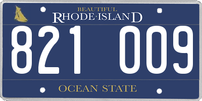 RI license plate 821009