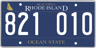 RI license plate 821010