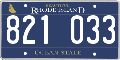 RI license plate 821033