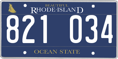 RI license plate 821034