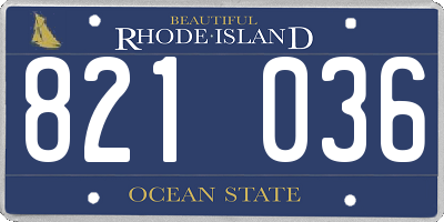 RI license plate 821036