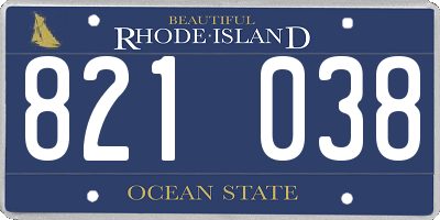 RI license plate 821038