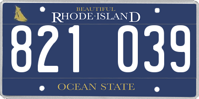 RI license plate 821039