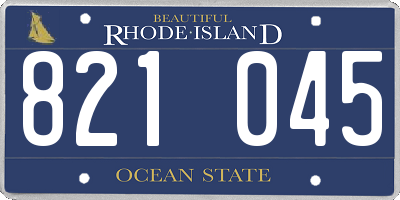 RI license plate 821045