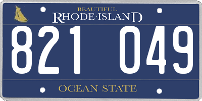 RI license plate 821049