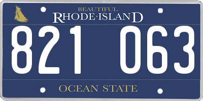 RI license plate 821063