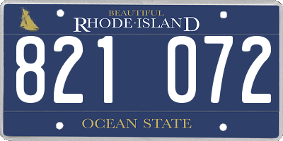 RI license plate 821072
