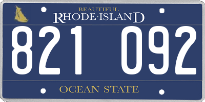 RI license plate 821092