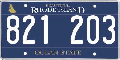 RI license plate 821203