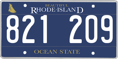 RI license plate 821209