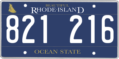 RI license plate 821216