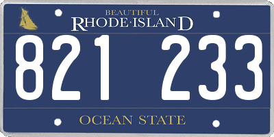 RI license plate 821233