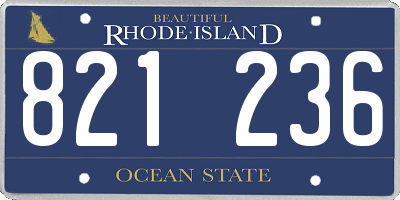 RI license plate 821236