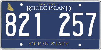 RI license plate 821257