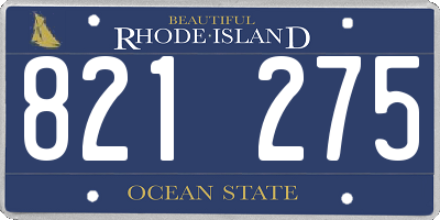 RI license plate 821275