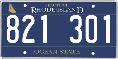 RI license plate 821301