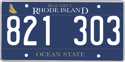 RI license plate 821303