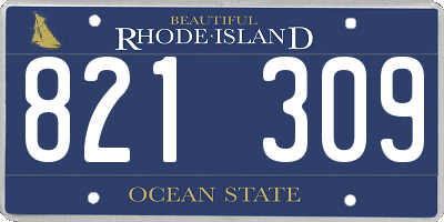 RI license plate 821309