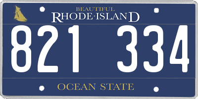 RI license plate 821334