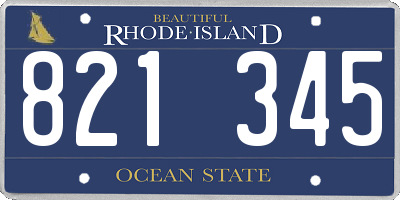 RI license plate 821345