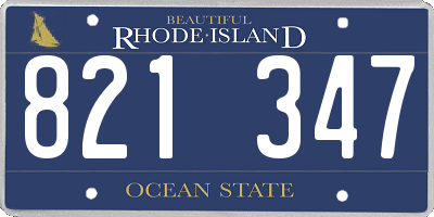 RI license plate 821347
