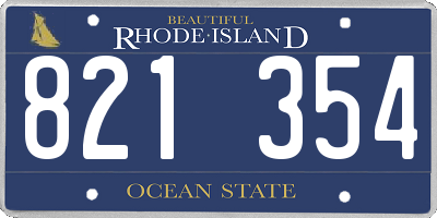 RI license plate 821354