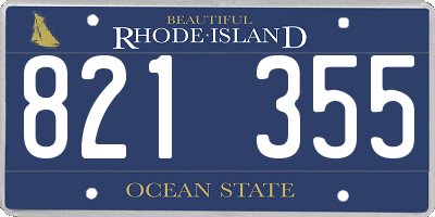 RI license plate 821355