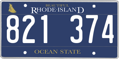 RI license plate 821374