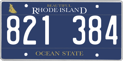 RI license plate 821384