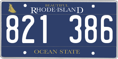 RI license plate 821386