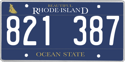RI license plate 821387