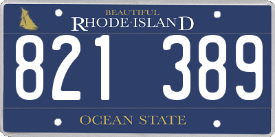 RI license plate 821389