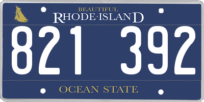 RI license plate 821392