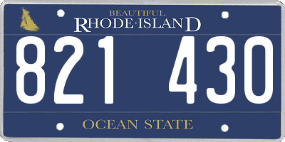 RI license plate 821430