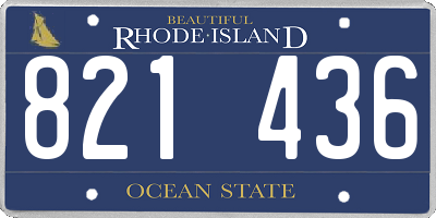 RI license plate 821436