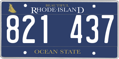 RI license plate 821437