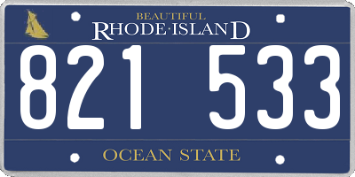RI license plate 821533