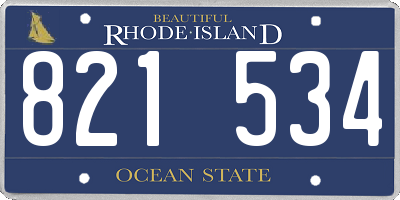RI license plate 821534