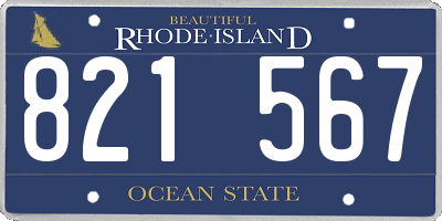 RI license plate 821567