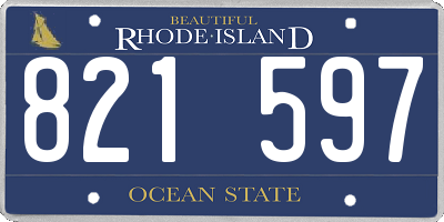 RI license plate 821597