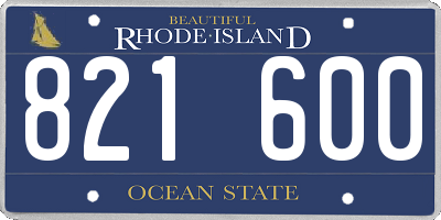RI license plate 821600