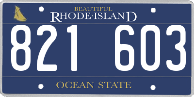 RI license plate 821603