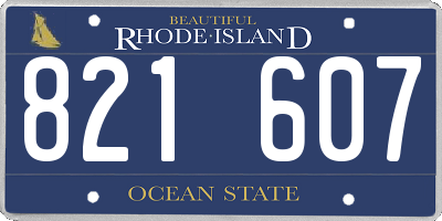 RI license plate 821607