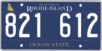RI license plate 821612