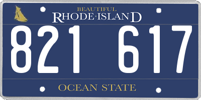 RI license plate 821617