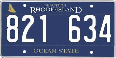 RI license plate 821634