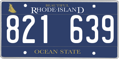 RI license plate 821639